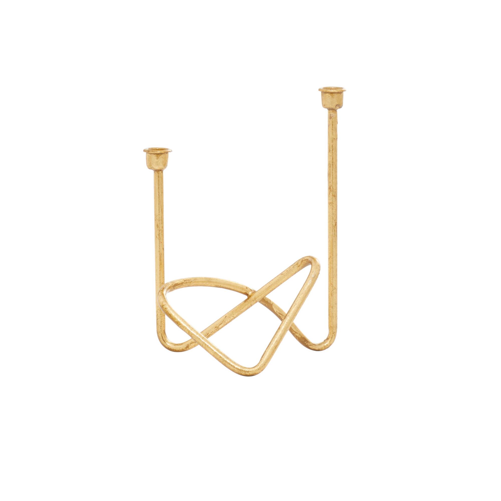 CosmoLiving by Cosmopolitan Gold Iron Contemporary Candlestick Holders, 11" x 10" x 6"